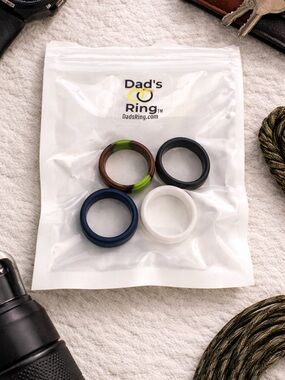 Dad’s Ring Silicone Wedding Bands Set Size 8 Multicolor Flexible Rings